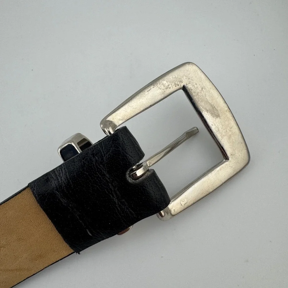 Manhattan Belt Size‎ 40 Black Excellent Buffalo Grained Cowhide Made in USA